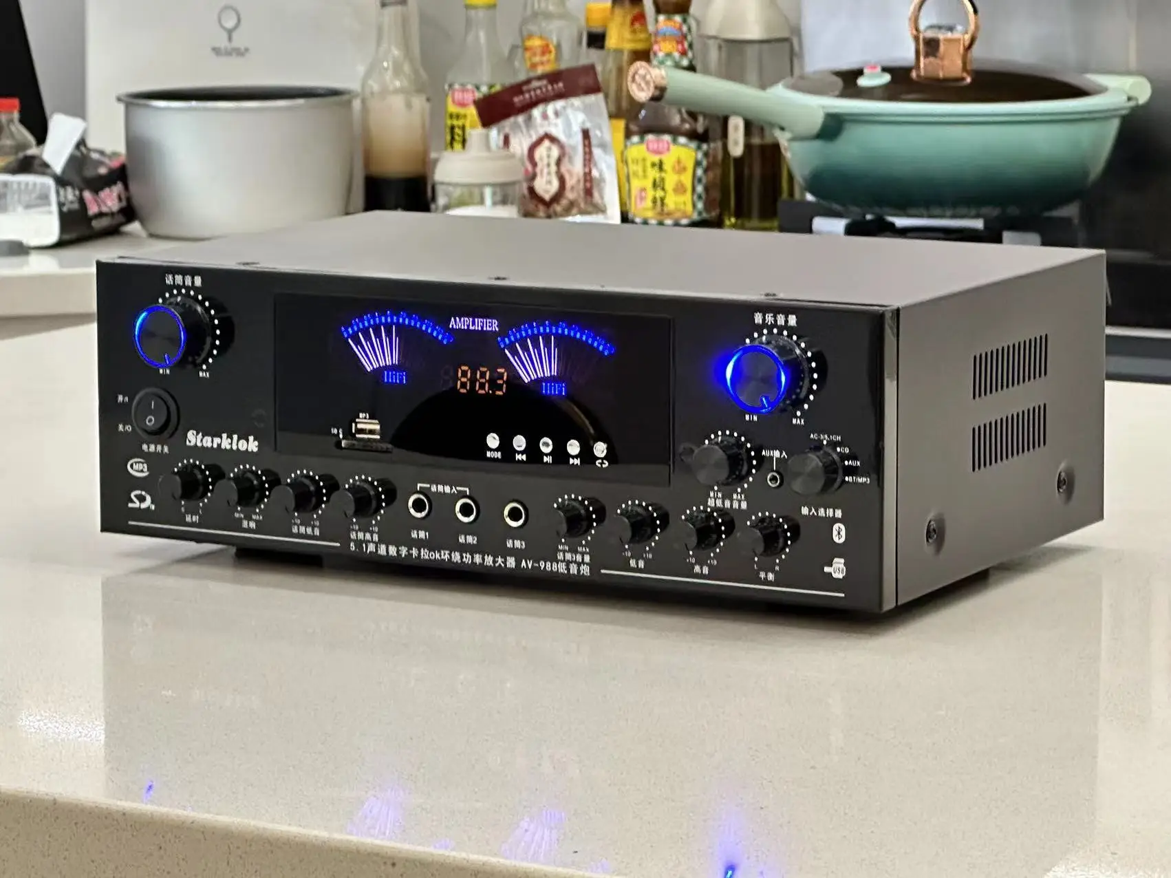 Starklok 988BT5.1 Subwoofer Amplifier 8-tube Digital Amplifier Bluetooth Sound Amplifier HIFi Audio Amp For Home Car Karaoke