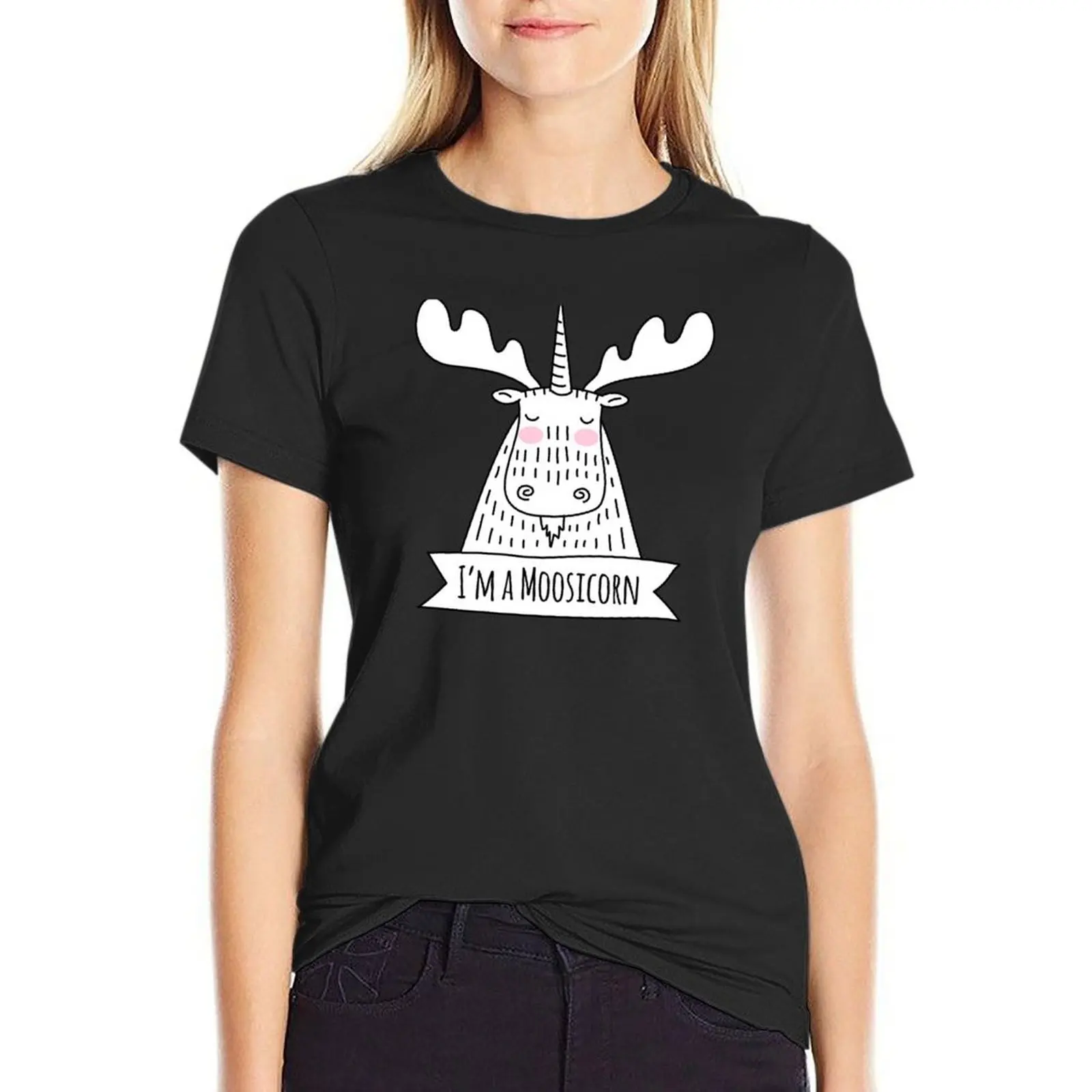 

I’m a Moosicorn - Moose Unicorn T-Shirt customizeds summer tops vintage clothes white t-shirts for Women