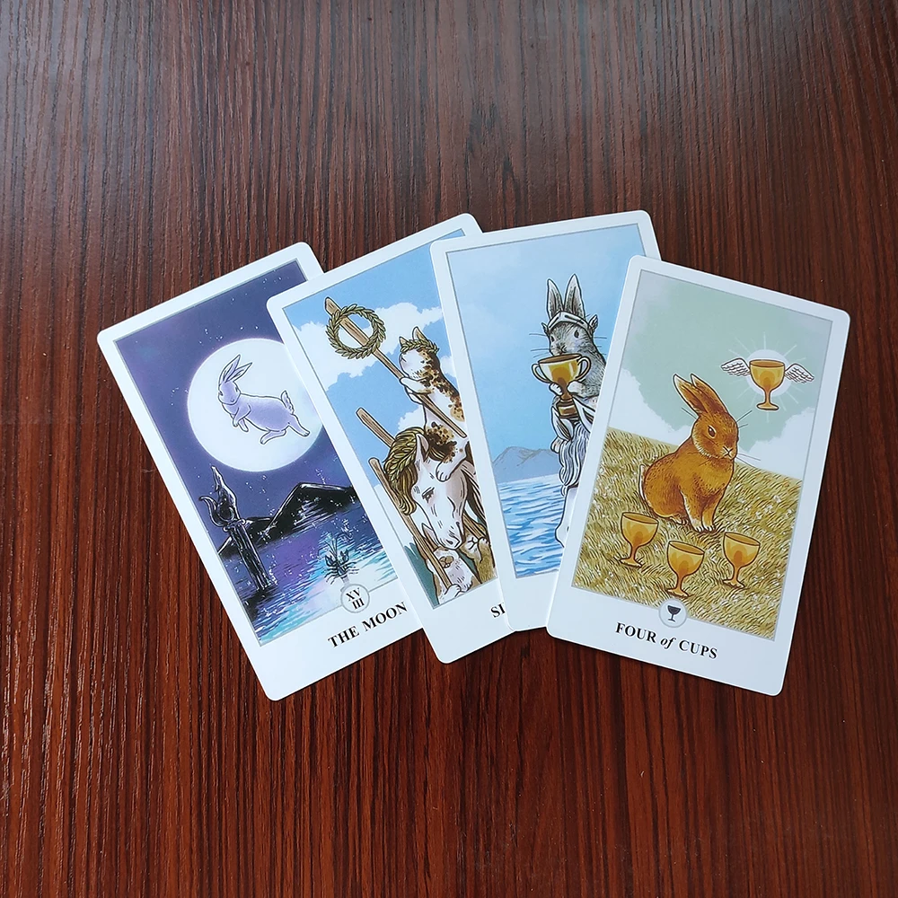 12x7cm Beautiful English Lunalapin Divination Tarot Card and Book Sets for Beginners 78-Classic Tarot with Guidebook