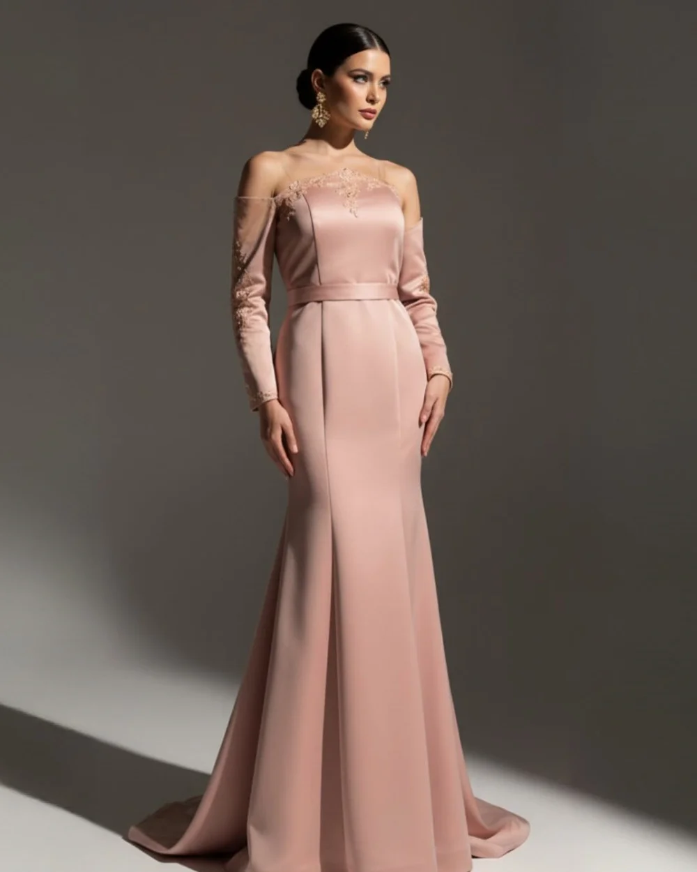 

Customized Fashion Casual Applique Beading Sequined Sash Mermaid Off-the-shoulder Long Dresses Bespoke Occasion Dresses Formal