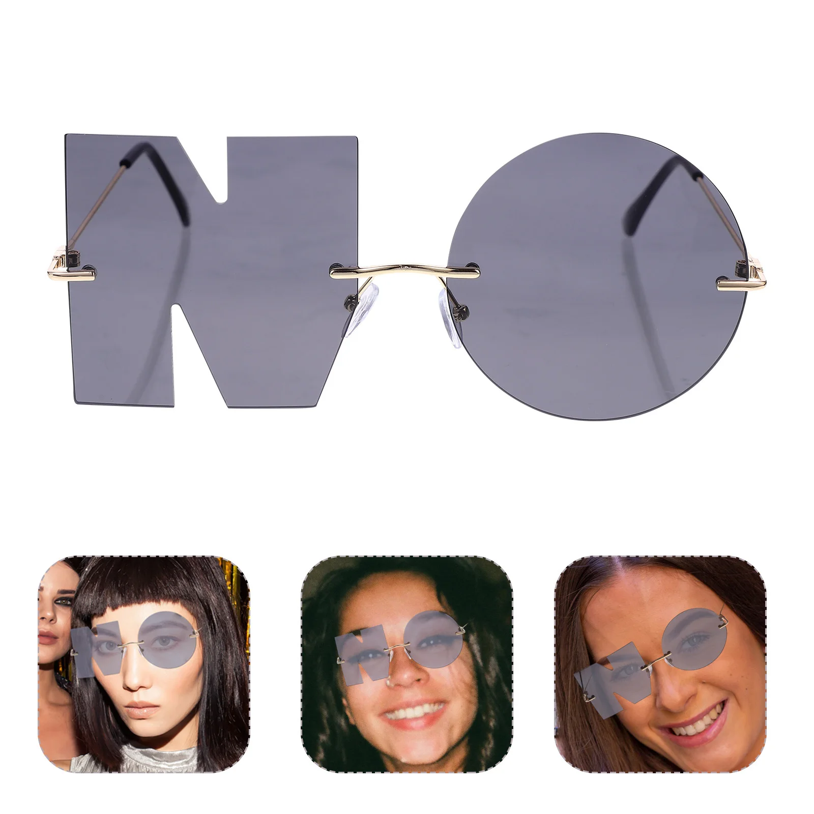 

1Pair Stylish Sunglasses Creative Letter Design Party Beach Photo Shooting Prop Personalized Fashion Eyewear Sunglasses