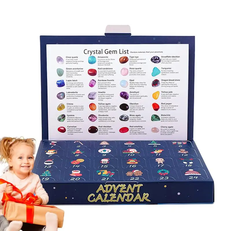 Christmas Gemstone Advent Calendar Children's Crystal Gem Crystal Collection Christmas Countdown Toys Gemstone Stone Learning