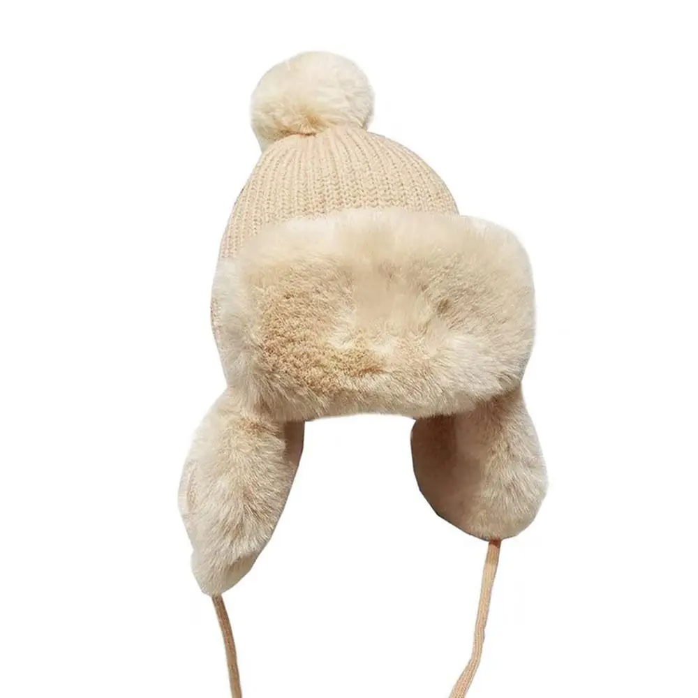 Women Cute Winter Warm Kawaii Plush Hat Thickened Cute Bomber Hat Ear Protection Woolen Cap