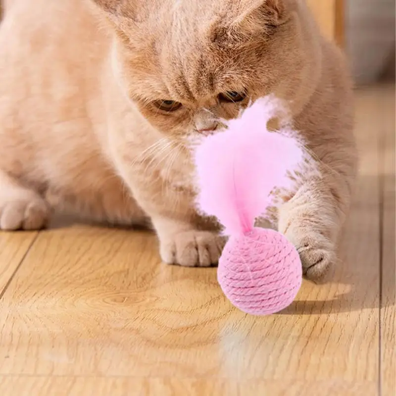 Feather Ball Cat Toy Kitten Training Toy Bite Resistant Cat Toy Feather Ball Cat Toys With Feathers For Cats Pets