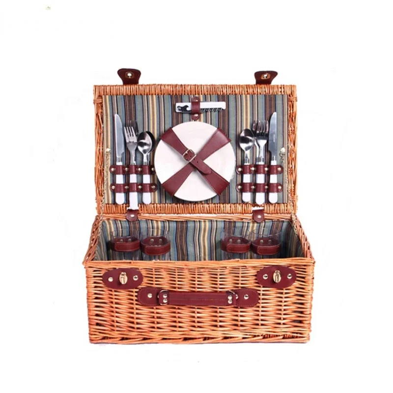 Wholesale new design Food Insulated atacado cestas de vime do piquenique wicker picnic basket