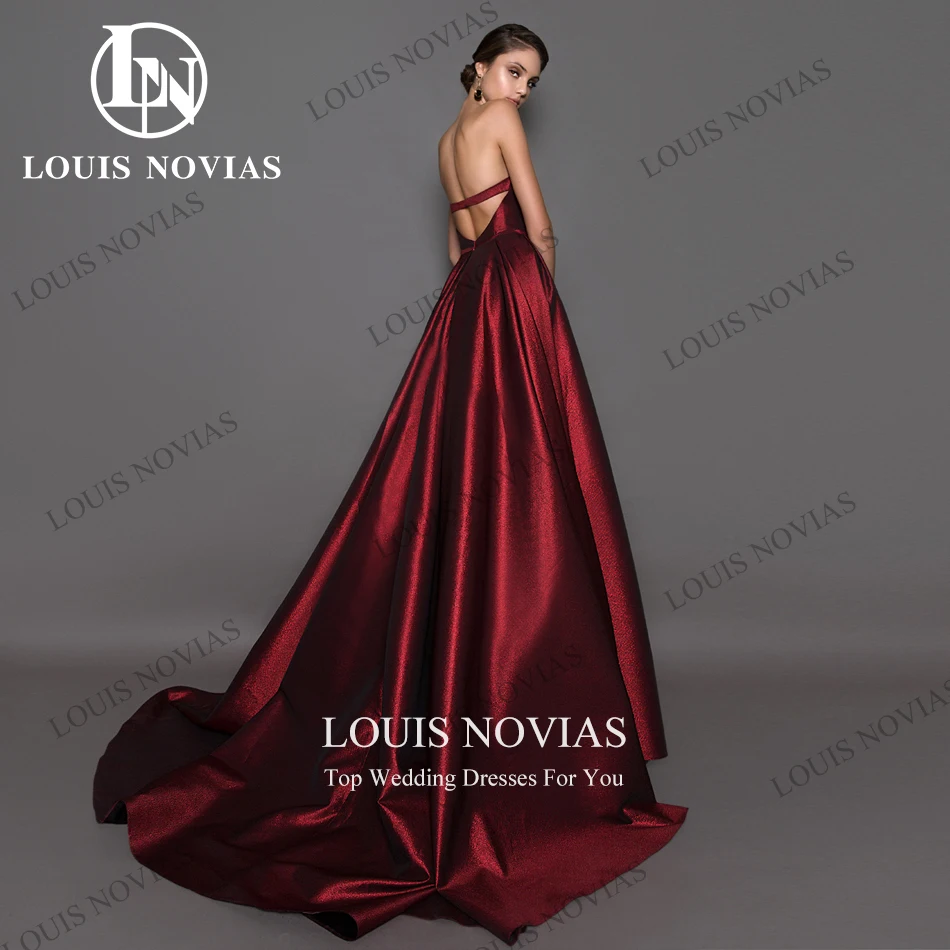 LOUIS NOVIAS Evening Dresses 2022 Women Elegant Delicate Strapless V-Neck Backless Party Dresses Sweep Train Vestidos De Noche