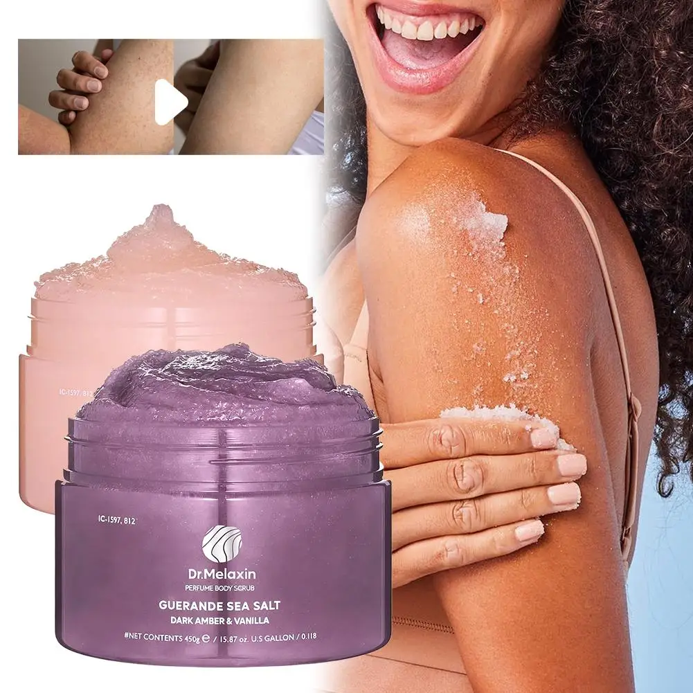 450 g Dr.Melaxin Guerande Sea Salt Körperpeeling, dunkler Bernstein und Vanille, glatte und zarte Haut, Parfüm-Peeling-Körperpeeling