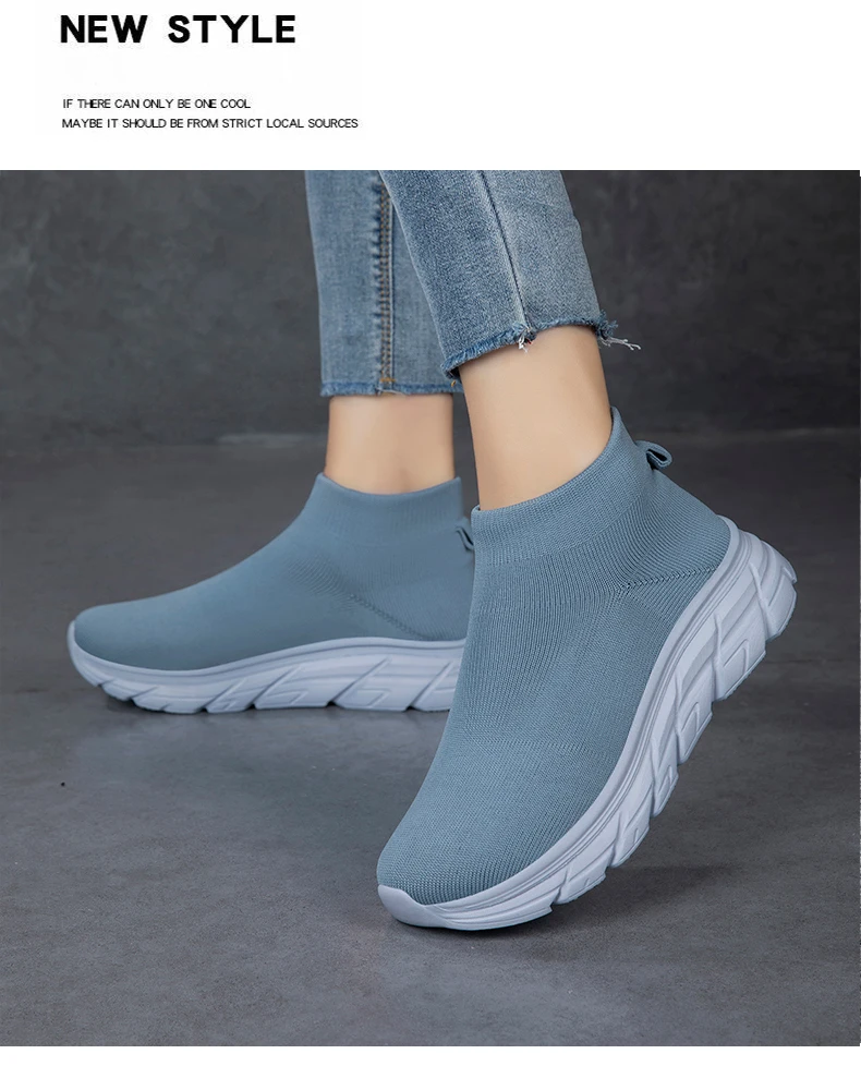 Unisex High-Top Laufschuhe für Männer und Frauen, Bequeme Atmungsaktive Strick-Sneaker, Rutschfeste Outdoor-Schuhe für Damen und Herren – Detail 14