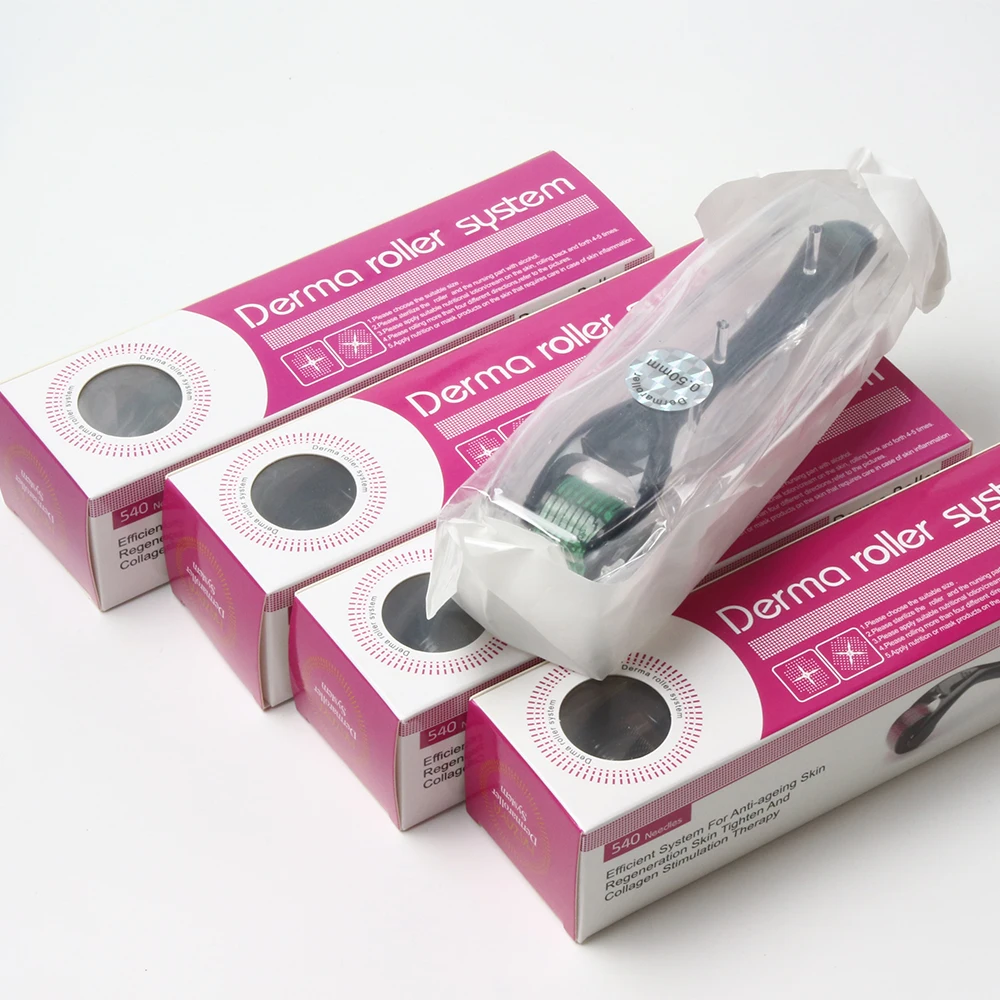 Derma Roller System 540 aiguilles pour cheveux et soins de la peau noir vert 1/5 pièces outil d'aiguille du cuir chevelu pour la thérapie de beauté