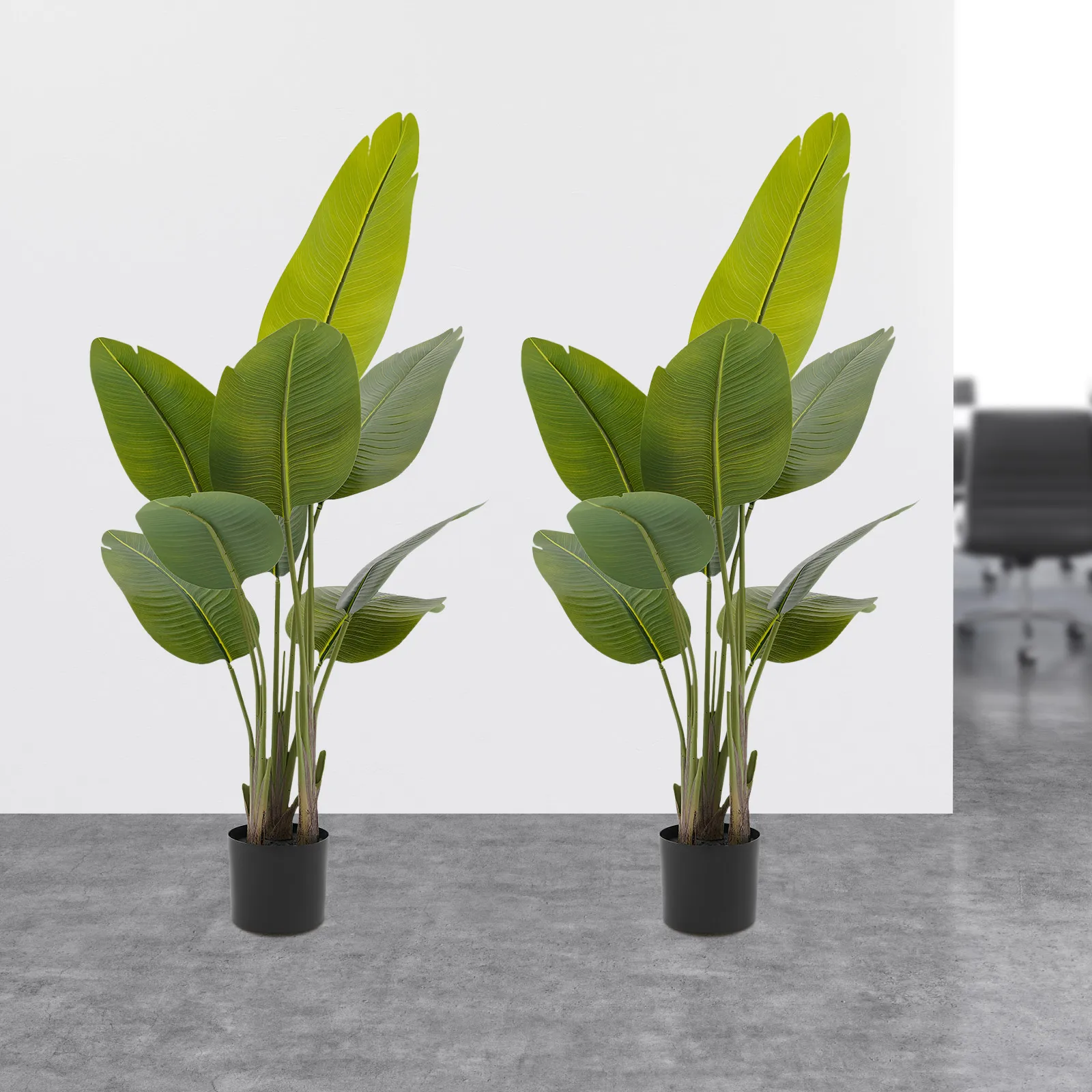 

2PCS Artificial Plant 120CM Lifelike Canna Tree with Base 9Leaves Vibrant Green Faux Plant for Indoor Outdoor Home Office Garden