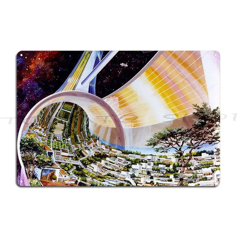 Металлическая табличка-постер Stanford Torus Space Colony: Классический дизайн для пабов, созданный по индивидуальному заказу