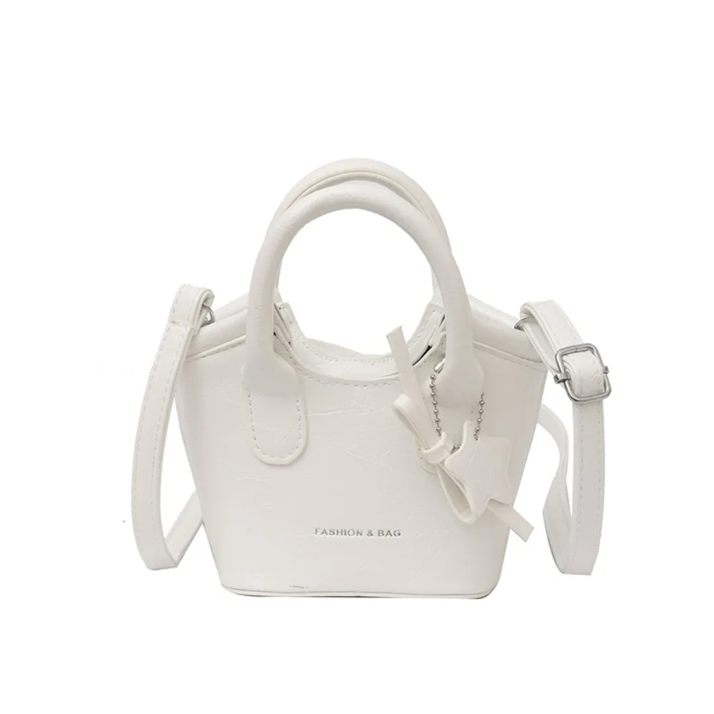 

Tote Bag Mini Basket Bag Cute Bow Star Pendant Letter Printing Silver PU Bag Korean Style Crossbody Bag Women's Shoulder Bag