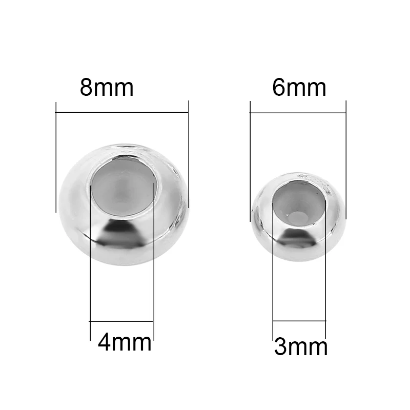 30 buah manik-manik penghenti Spacer tembaga logam Diameter banyak 6mm 8mm manik-manik lubang besar besar untuk DIY kalung gelang perlengkapan perhiasan