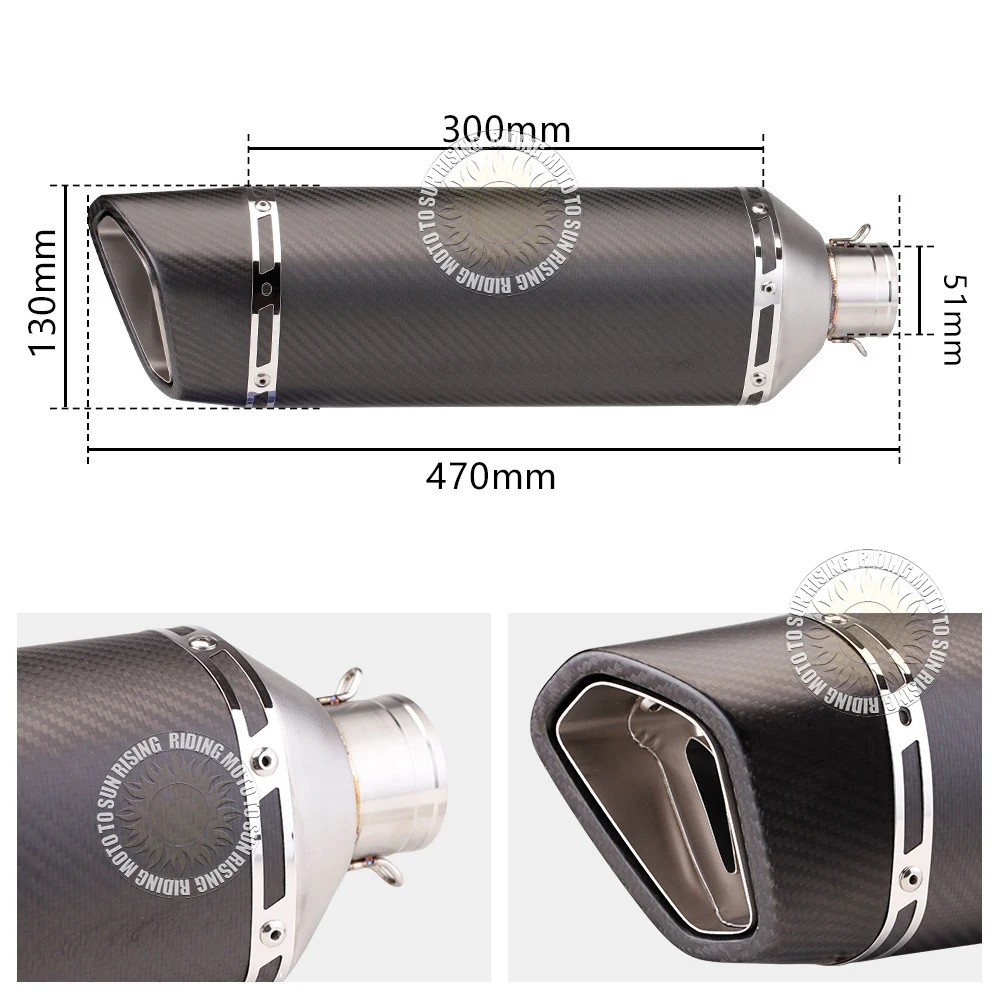 51mm Roman Motorcycle sc Exhaust Muffler Escape for CBR300 500 CB650R RC390 Z800 Z900 NINJIA250 400 MT09 ZX6R R3 R15 Accessories