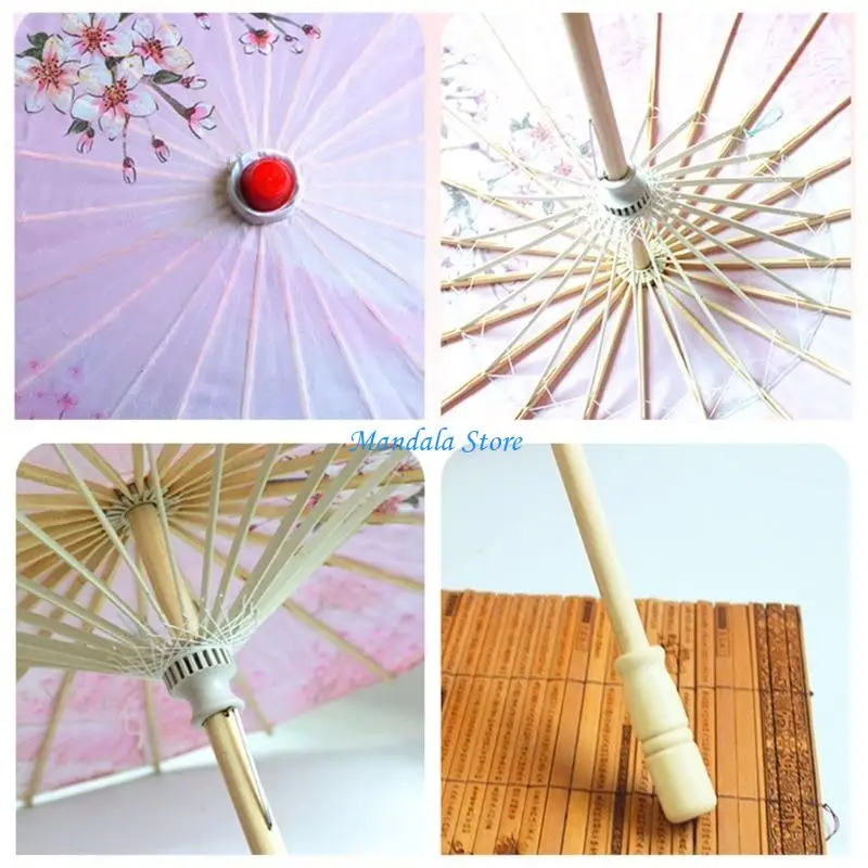 

U2JC Chinese Umbrella Silk Umbrella Traditional Parasol Tassels Umbrella for Dance