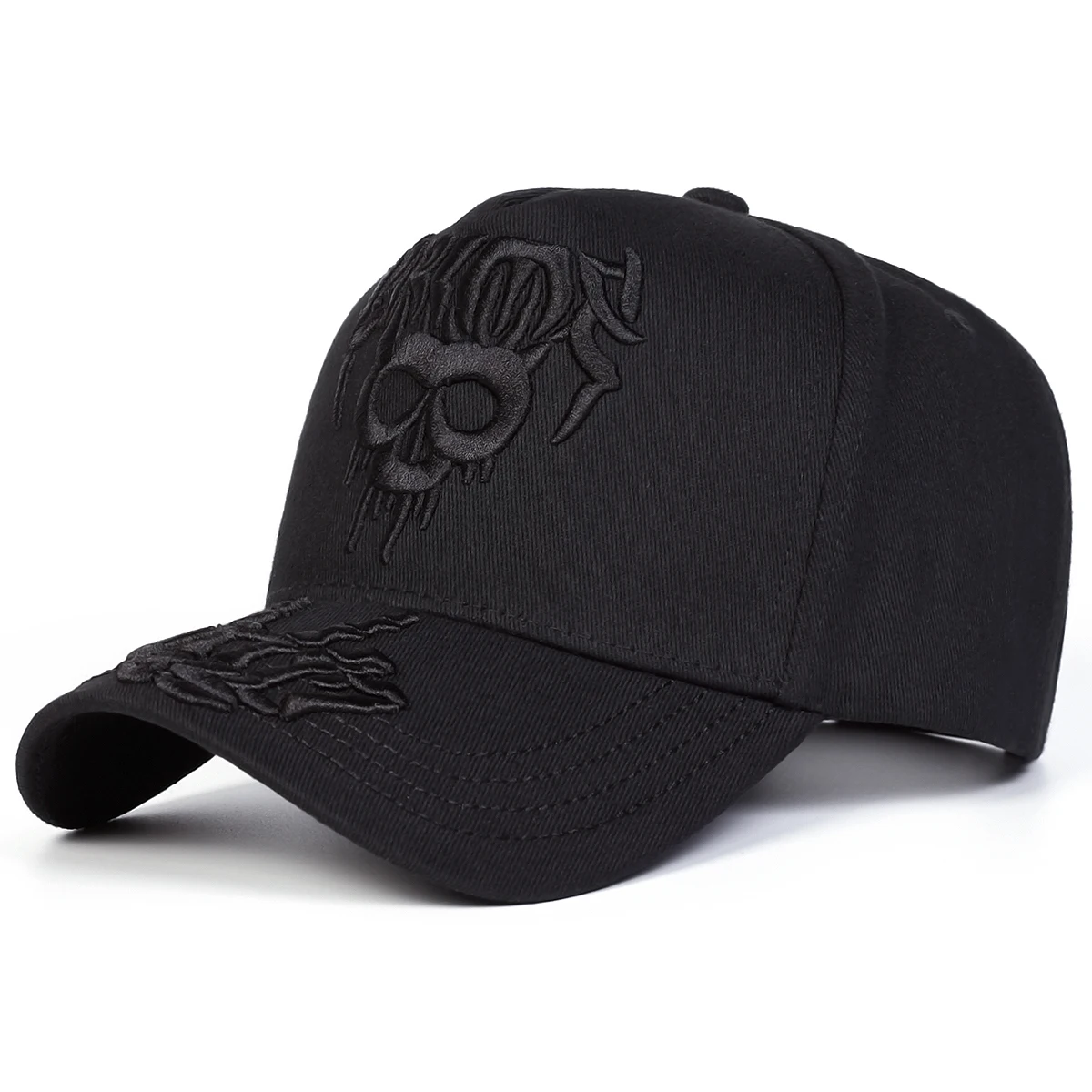 Unisex-Baseballmützen mit Totenkopf-Stickerei, für Frühling und Herbst, für den Außenbereich, verstellbar, lässige Hüte, Sonnenschutzhut, Sportkappe – Detail 1