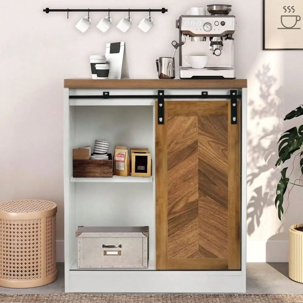 

Sideboard Buffet Cabinet Coffee Station With Sliding Barn Door Small Coffee Bar Cabinet With Storage Coffee Bar Table