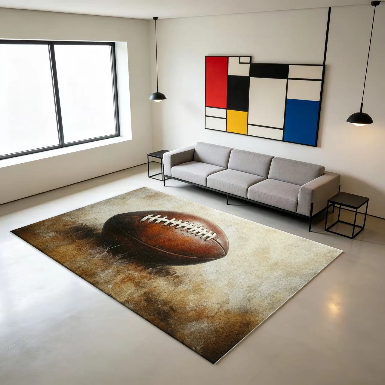 Vintage American Football Sports Area Rug