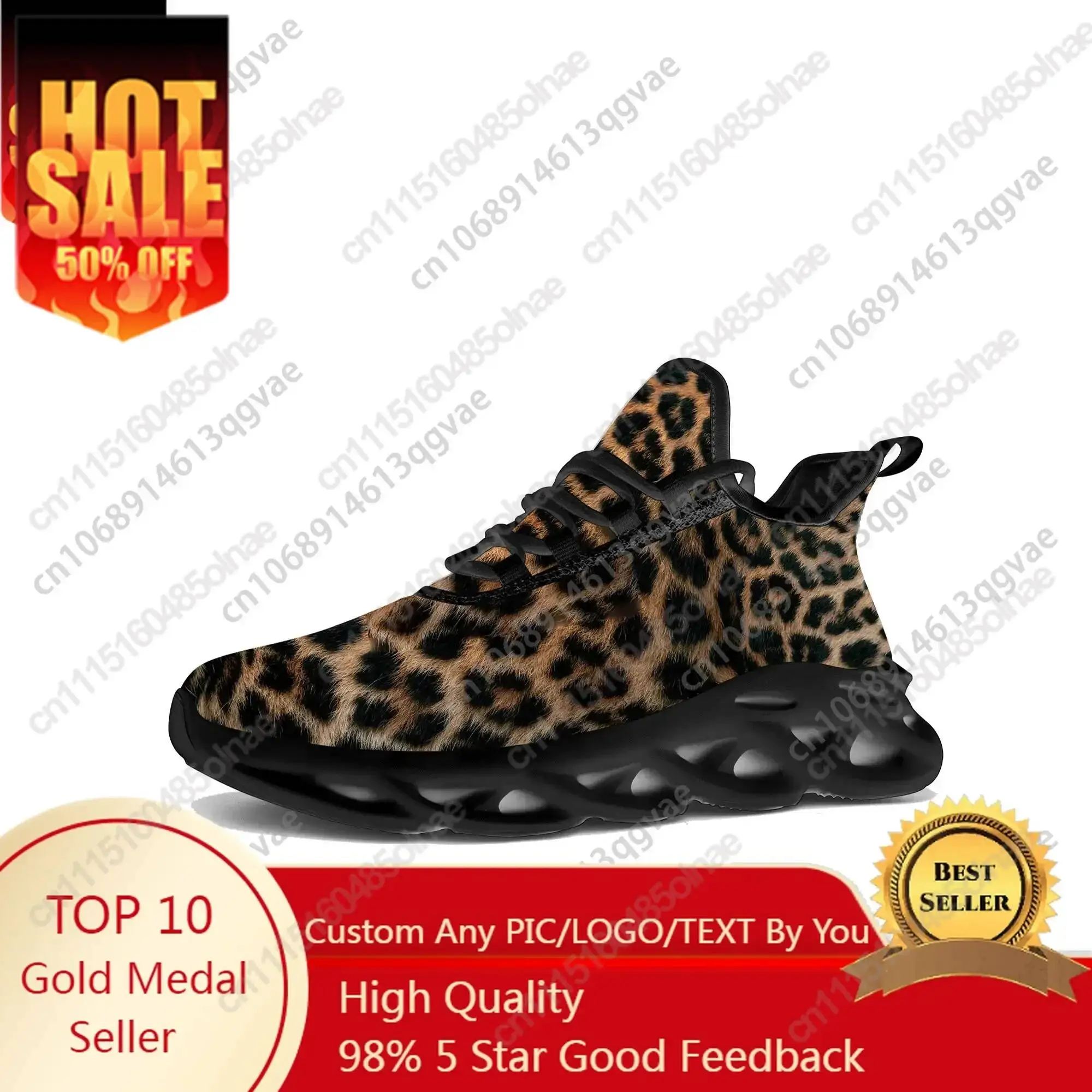 Leopard Print Flats Sneakers Mens Womens Pop Trend Sports Running High Quality Sneaker Lace Up Mesh Footwear Tailor-made Shoe