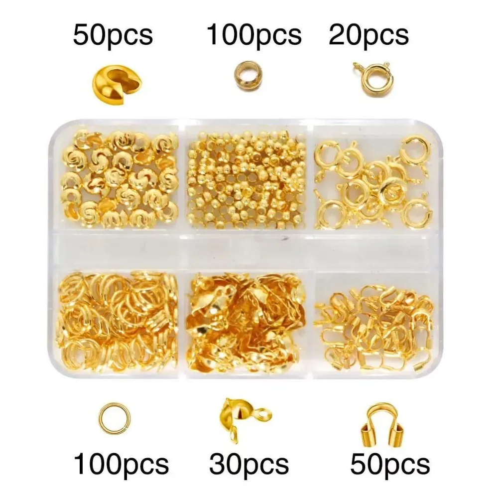 6/12 Grids Jewelry Making Supplies Kit Wire Guard Crimp Tube Cover Jewelry Repair Tools Extension Chain Open Jump Rings
