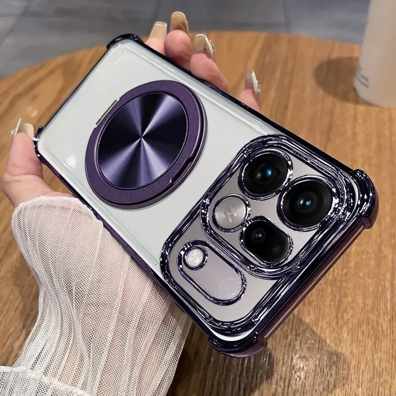 Fashionable Transparent 360 ° Rotating Magnetic Holder Phone Case for OPPO Find X10 Pro Max X10E X9s Pro X8 Cushion Airbag Shell