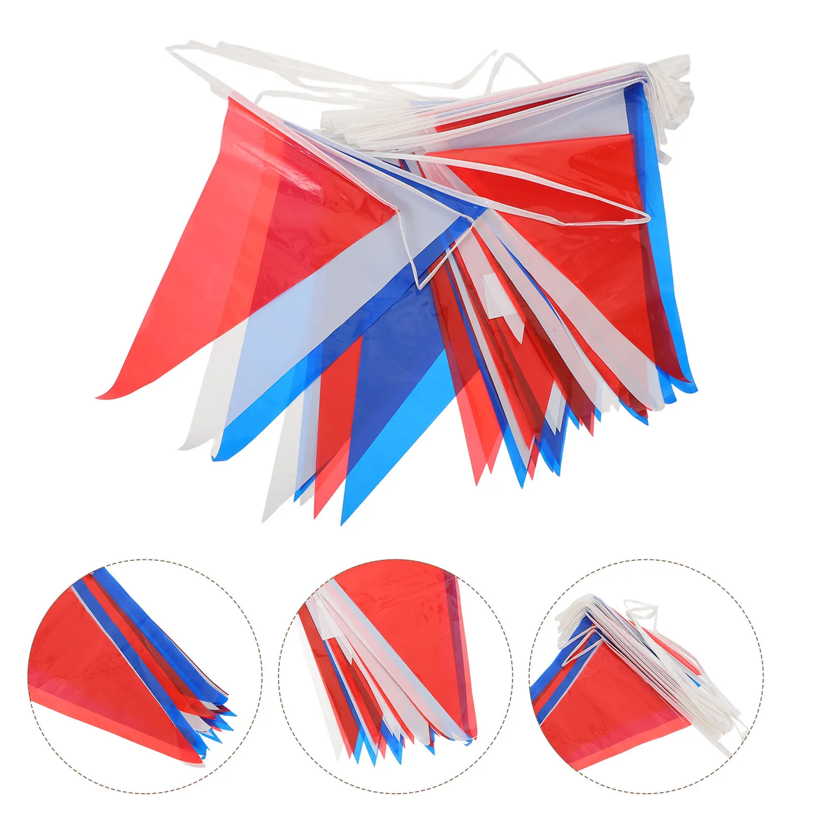 

2pcs Red Blue White 118Ft Banner Party Decorations Triangle Flag Bunting Garland Outdoor Festive Hanging Streamer For