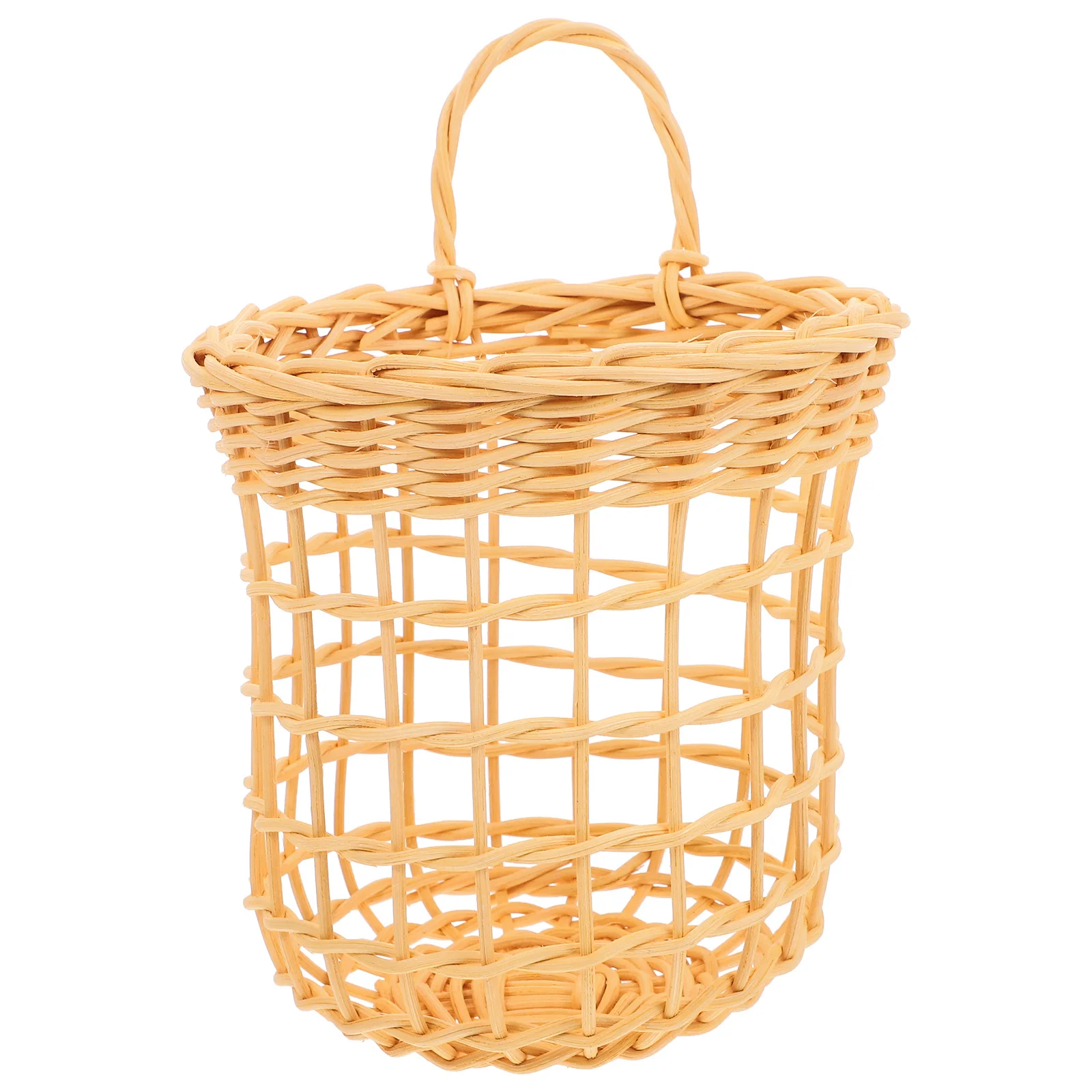 

1Pcs White Rattan Woven Basket Decorative Hanging Flower Balcony Storage Container Chic Design Home Office Wedding Party Garden