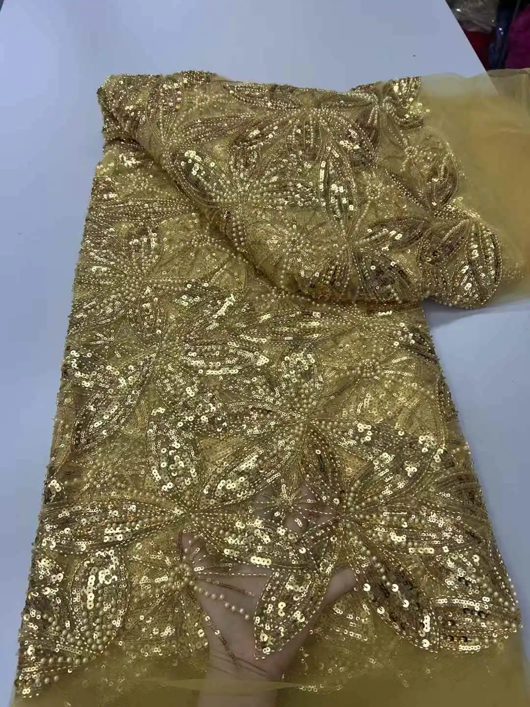 

2025 French Beaded Lace Fabrics For Wedding Dresses Luxury Handmade Beads High Quality Bridal African Sequins Groom Tulle Lace