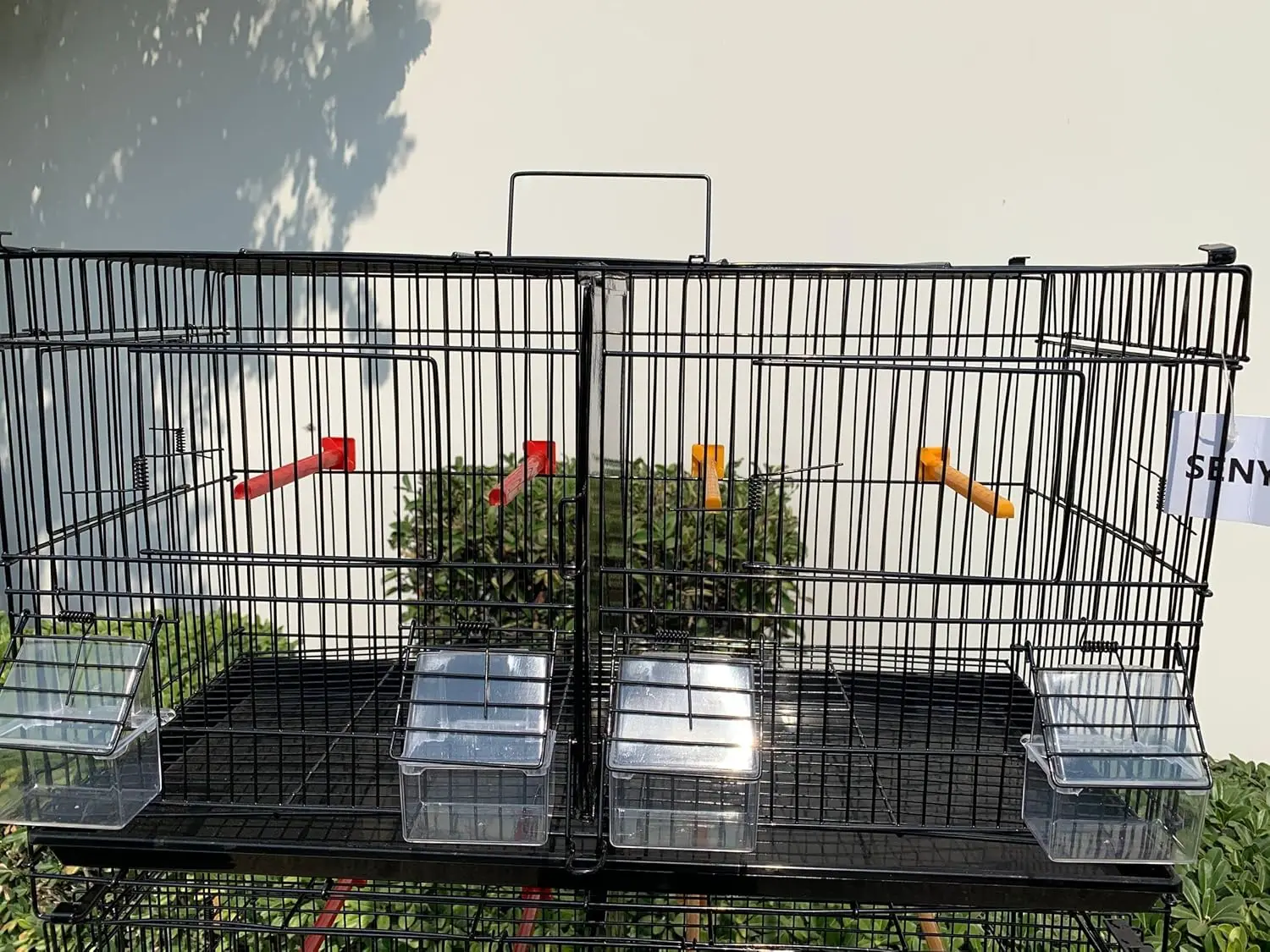 

Set of 4 Stackable Breeding Bird Cage for Canary Finch Small Birds (Black)
