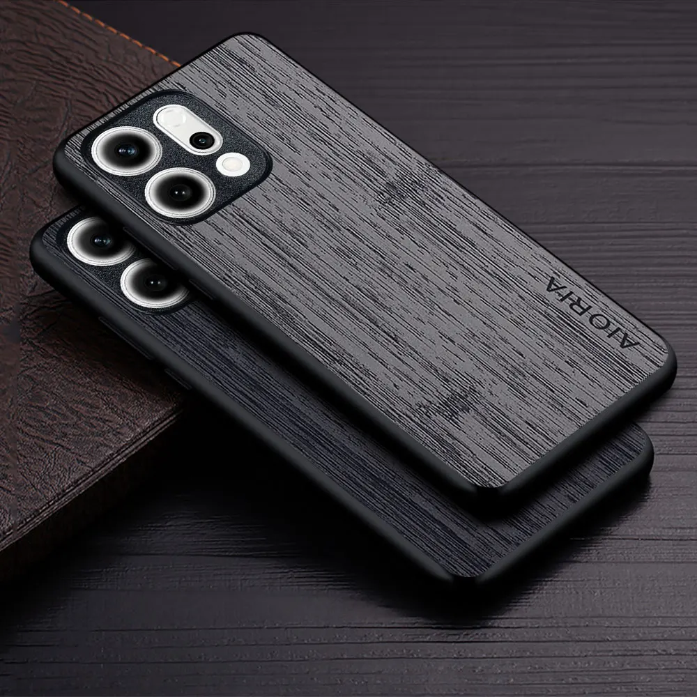 Funda para Oppo Reno14F 14 Pro carcasa coque patrón de madera de bambú Funda de teléfono de cuero funda de lujo para OPPO Reno 14 Pro funda capa