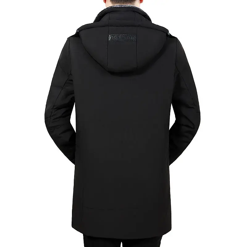 Coupe-vent en cachemire pour homme avec poche amovible, veste d'hiver, parkas d'extérieur décontractées, poignées de doublure, haute qualité, optique chaude, CombA56