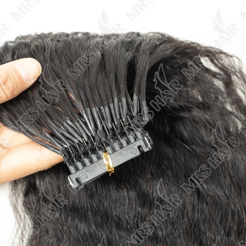Estensioni dei capelli 6D Capelli umani Estensioni dei capelli lisci crespi Remy Micro piccoli punte metalliche invisibili Bonds cheratina 16-24 pollici