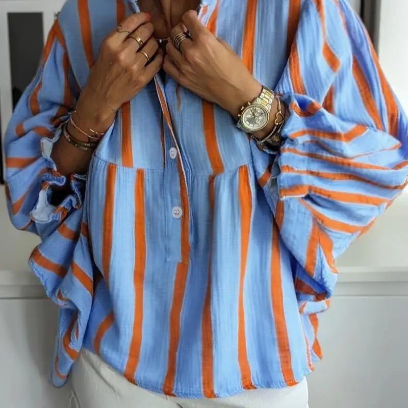 

Women's Casual Striped irt Loose Fit Cross-Border Print Straight Leg PVC Fabric Neutral Sle Winter Collection Faionable