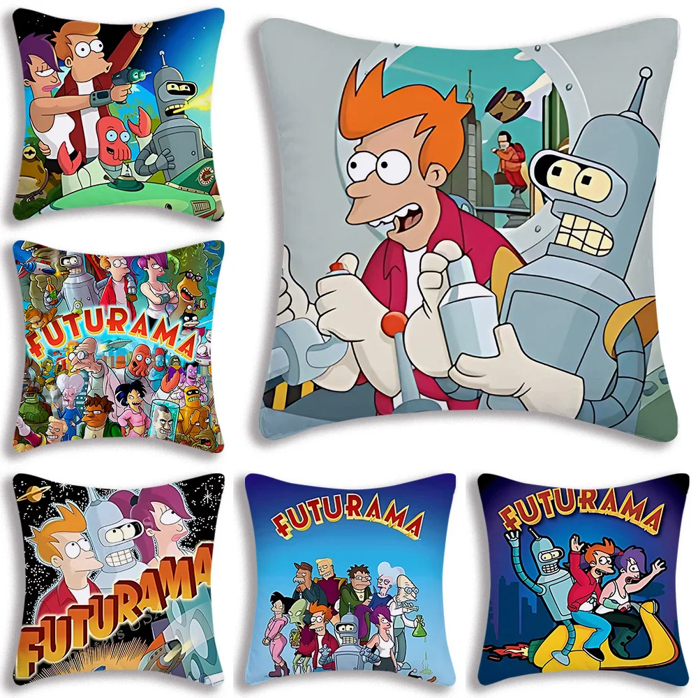 Kawaii F-Futurama B-Bender Anime Pillow Covers Cartoon Sofa Decorative Home Double-sided Printing Short Plush Cute Cushion Cover