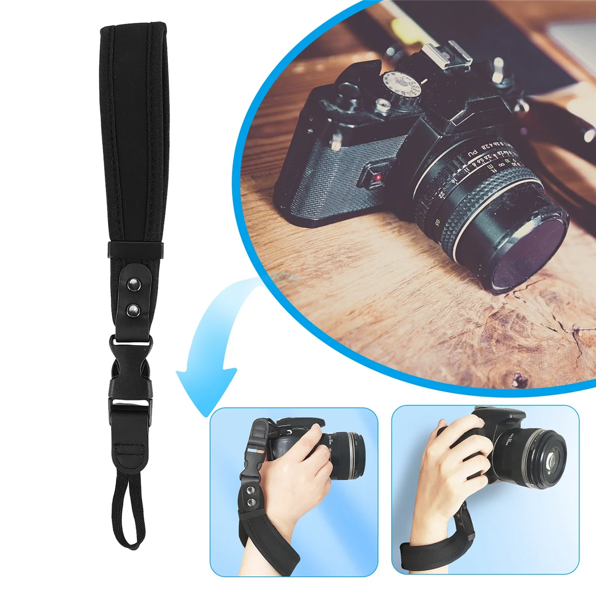 กล้อง SLR DSLR DSLR Tali bahu ข้อมือกล้องบันทึกวิดีโอ DV สายรัดข้อมือสำหรับ Canon EOS