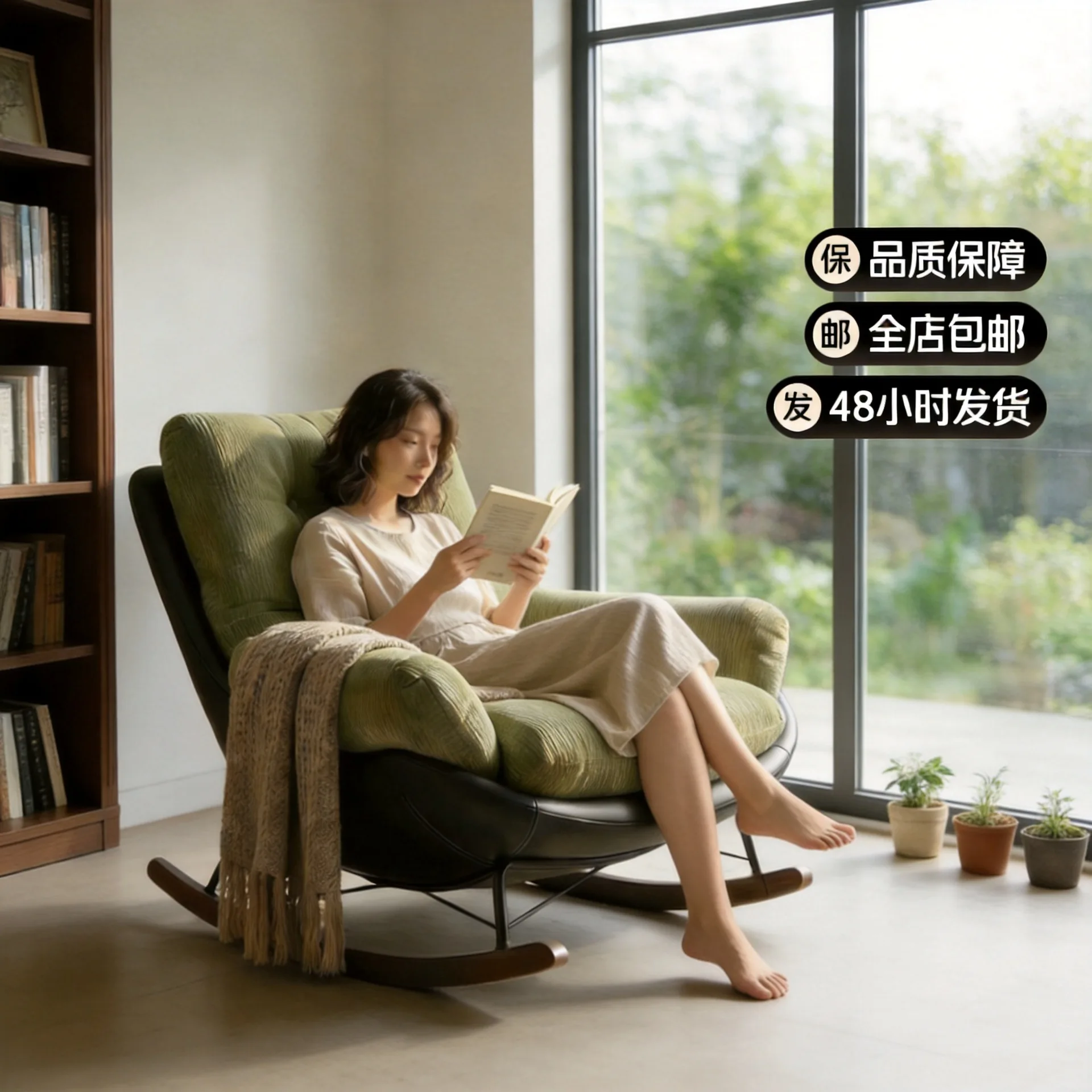 Rocking Chair, Vintage Lounge Chair for Living Room, Single Sofa Chair, Balcony Lazy  Nap Home Relaxation Furniture