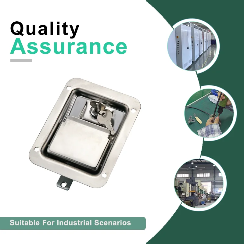 Cerradura de panel cuadrado de acero inoxidable 304, adecuada para puertas de cajas de distribución industriales y camiones tipo caja de vehículos recreativos de alta resistencia
