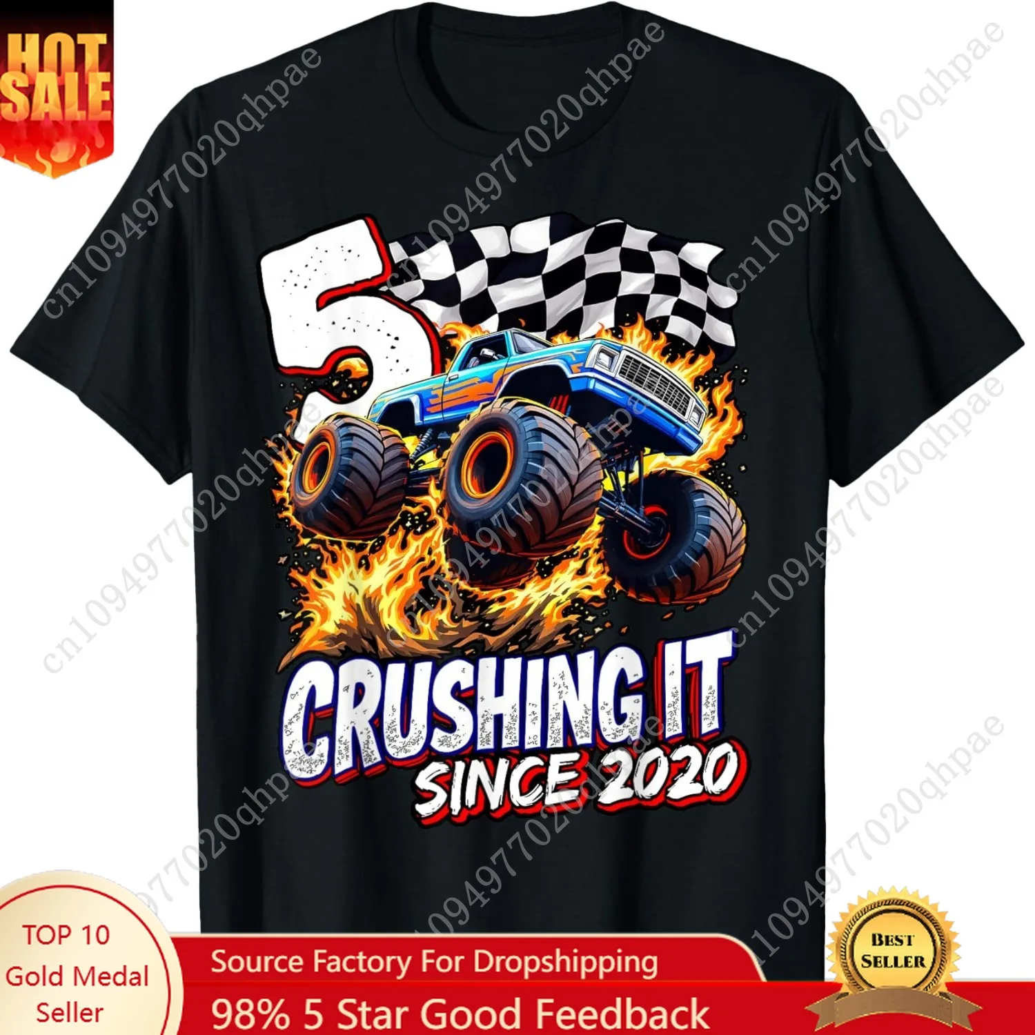 Футболка для 5-го мальчиков на день рождения Monster Truck, футболка для 5-го дня рождения, 2020 г.