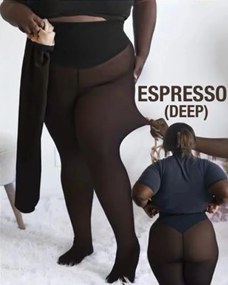 Plus Size Seam Shaping Fleece Leggings Women Viral One Ultra-Thick High Waist Compression Band Pantyhose Sexy Erotic Tights