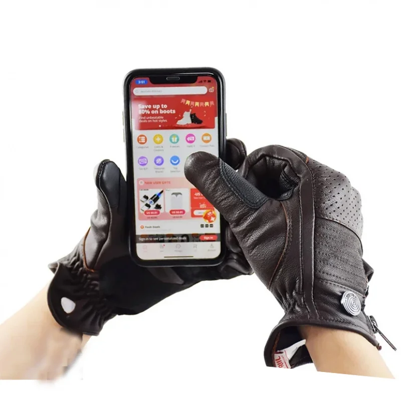 Summer Retro Leather Motorcycle Gloves Men Lady Electric Bike Glove Cycling Full Finger Motorbike Moto Bike Motocross Guantes
