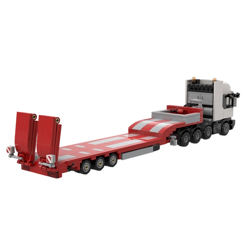 MOC- 216561   Przyczepa z niskim łóżkiem Klocki do budowy Model Inżynieria Budowa Ciężarówka Akcesoria Zabawki dla dzieci Prezenty dla dorosłych 266 szt.