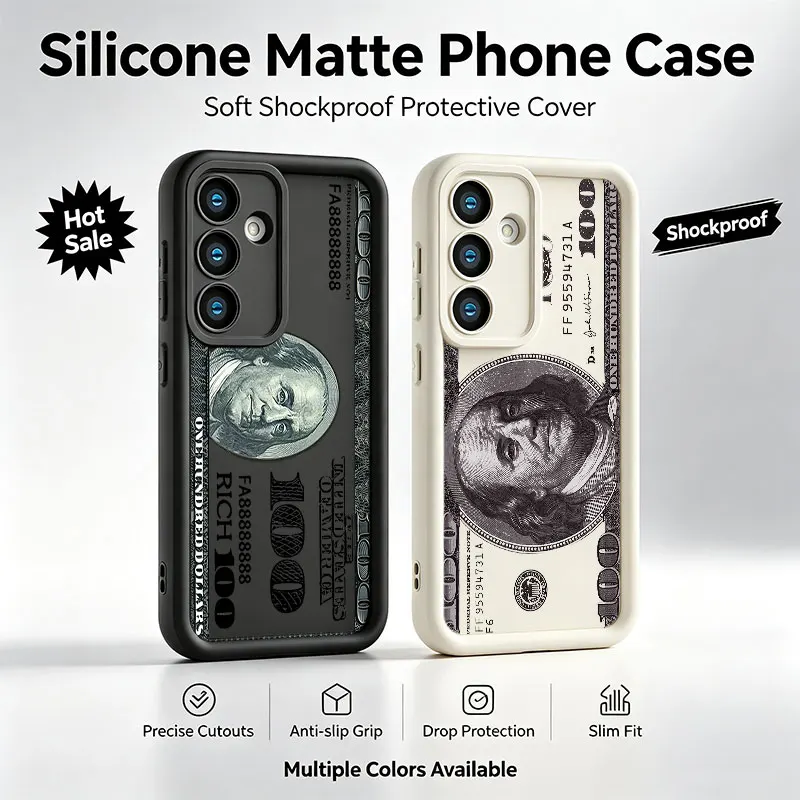 Cool 100 Dollar Bank Note Phone Case For Samsung Galaxy A17 A16 A15 A14 A07 A06 A57 A56 A55 A54 A53 A52 A36 A35 A34 A33 A26 A25