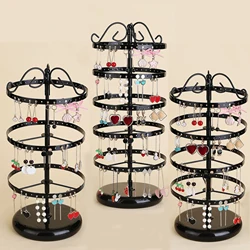 1pc Fashion Women Multifunctional Desktop Metal Rotating Earrings Holder Ear Stud Jewelry Storage Display Rack