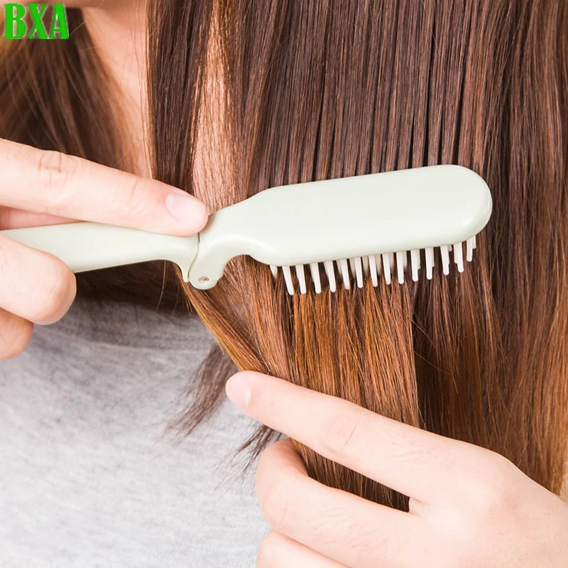 Dobrável desembaraçar pente para cabelo, escova de cabelo portátil, massagem antiestática na cabeça, acessórios de viagem, 1pc