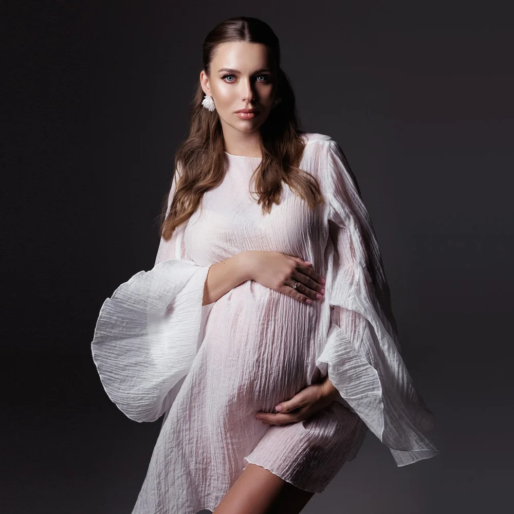 Pregnancy Women Photography Props Flowing Fabric Transparent Flared Sleeve Short Dress Suitable For Photography Studio Dress view 6