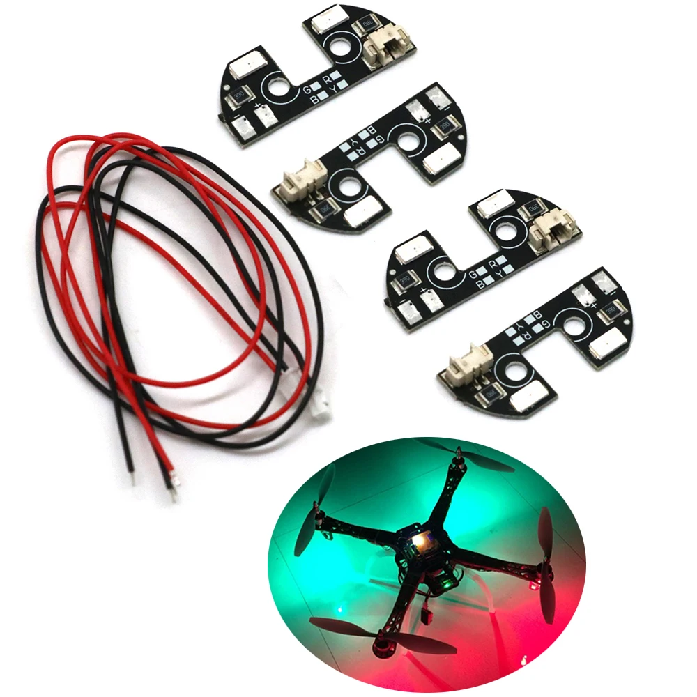 4pcs 5V LED Night Navigation Light High Power Light Rack LED Board with Cable for FPV Quadcopter F330 F450 F550 RC Drone