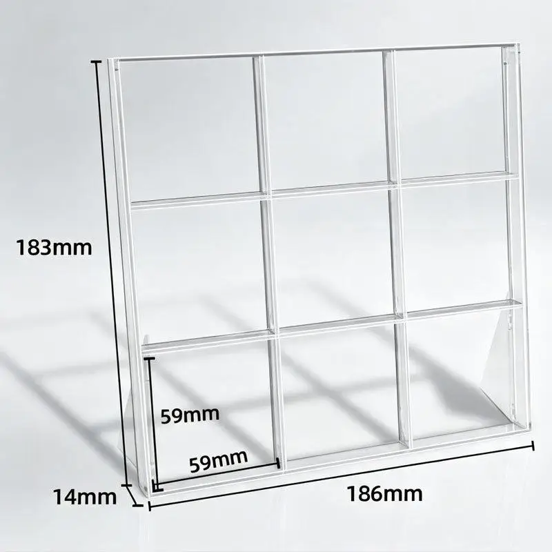 Plastic Badge Display Stand 9-Grid Transparent Desktop Organizer for Anime Pin Collection Home Office Desk Storage - view 5