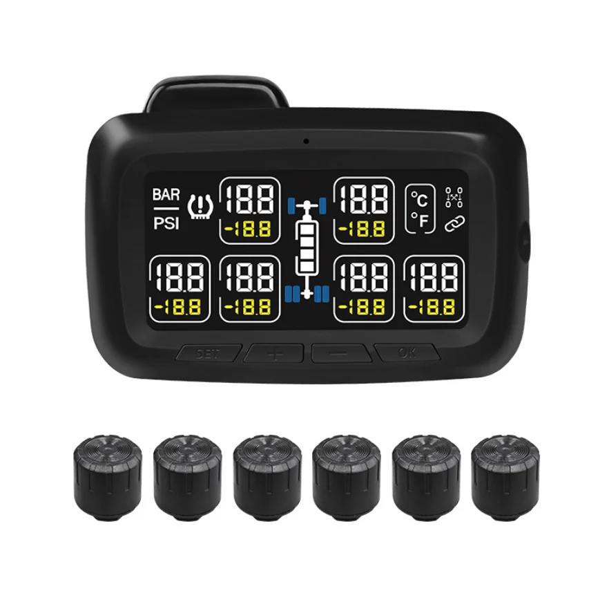 

Wireless Smart Tire Pressure Monitoring System for 6-Wheel Trucks and Buses
