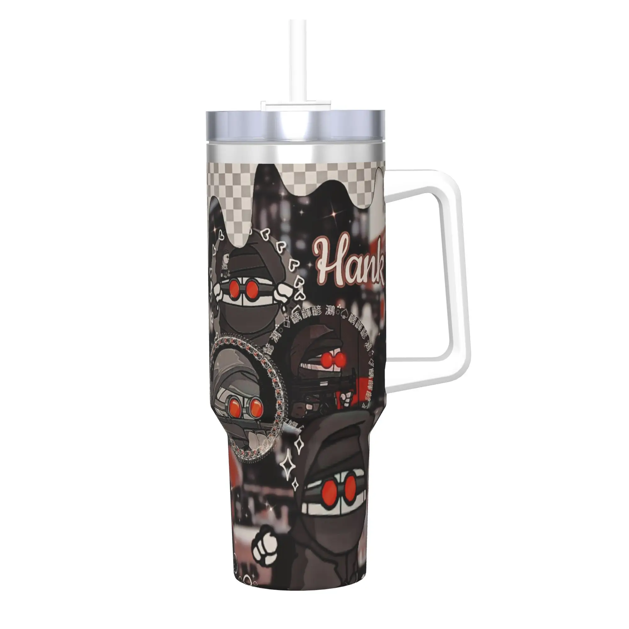 MADNESS COMBAT Hank Tumbler With Straw  Stainless Steel Tumblers Cup Double Wall Vacuum Insulated for Cold Or Hot 40oz