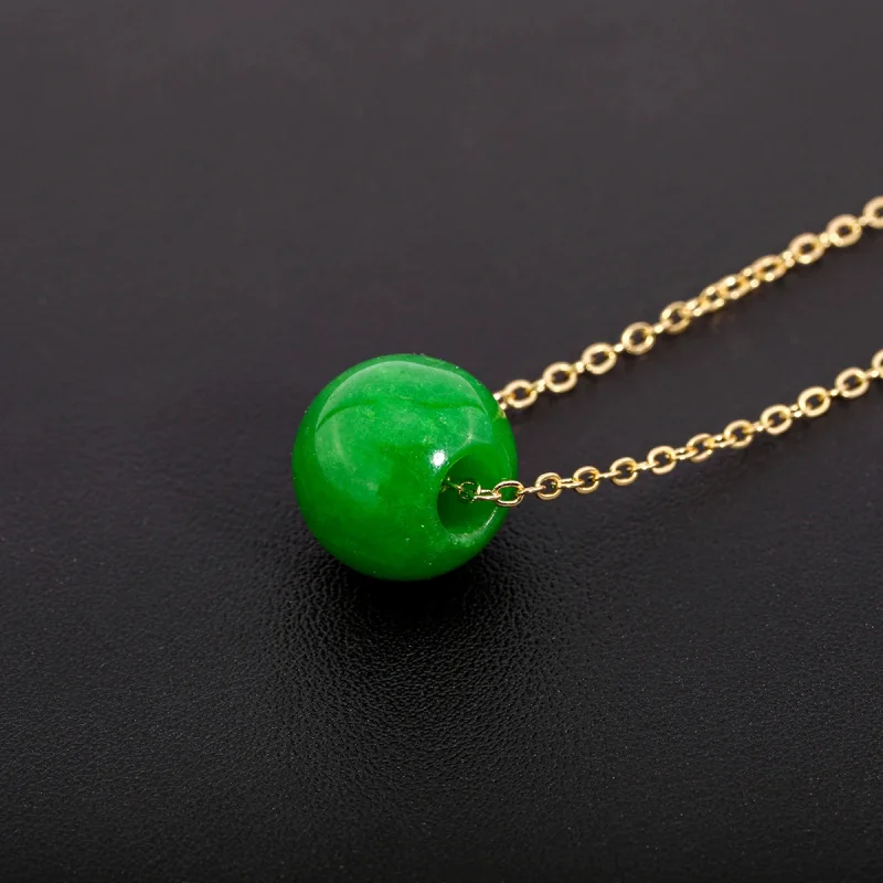 Hawaii High Polished Oval Heart Shape Green Jade Necklaces for Valentine's Day
